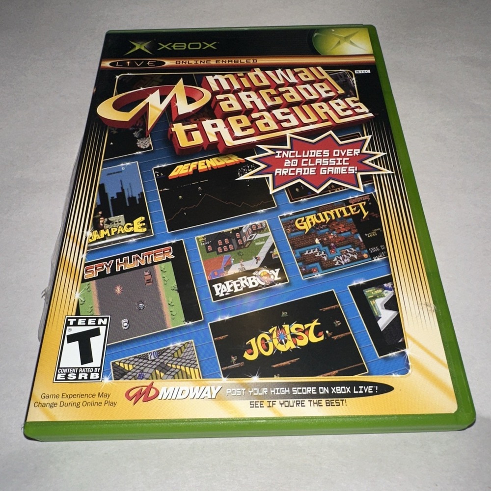 Midway Arcade Treasures (Microsoft Xbox, 2003) Complete CIB W/ Reg Card + Manual